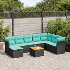 9-piece lounge set with cushions poly rattan black