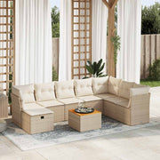 Loungeset 9-delig poly rattan beige
