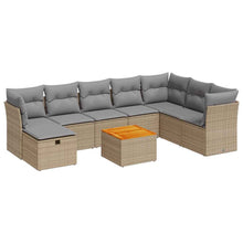 9-delige Loungeset met kussens poly rattan beige