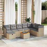 Loungeset 9-delig poly rattan beige