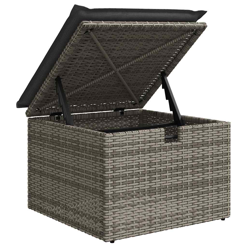 9-delige Loungeset met kussens poly rattan grijs