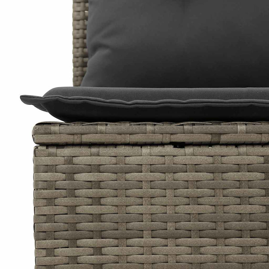 9-delige Loungeset met kussens poly rattan grijs
