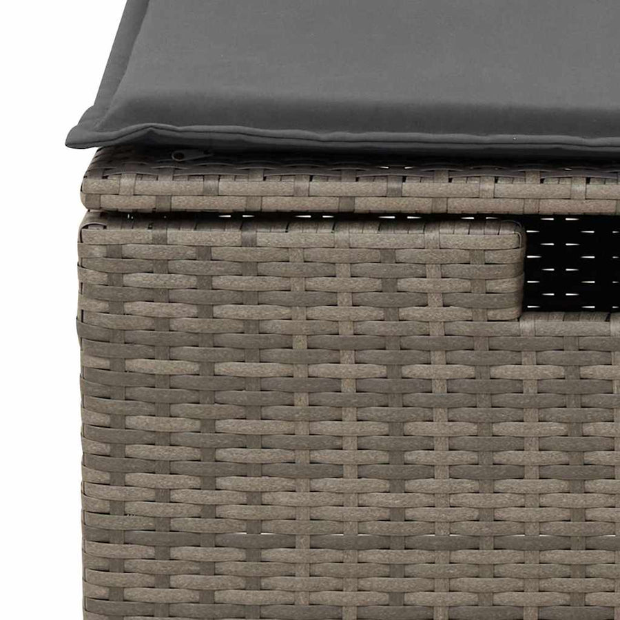 9-delige Loungeset met kussens poly rattan grijs