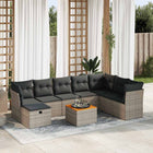 9-delige Loungeset met kussens poly rattan grijs