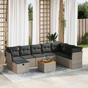 Loungeset 9-delig poly rattan grijs