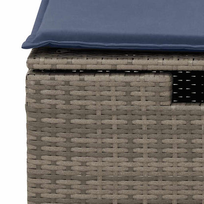 9-delige Loungeset met kussens poly rattan grijs
