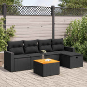 6-piece Lounge Set with Cushions Poly Rattan Black