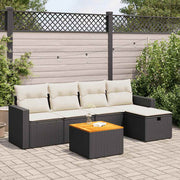 6-piece Lounge Set with Cushions Poly Rattan Black