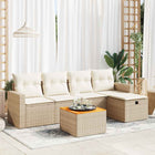 Loungeset 6-delig poly rattan beige