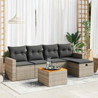6-piece Lounge Set with Cushions Poly Rattan Grey