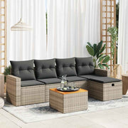 6-piece Lounge Set with Cushions Poly Rattan Grey