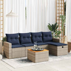 6-piece Lounge Set with Cushions Poly Rattan Grey
