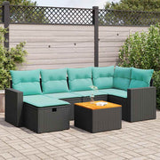Loungeset 7-delig poly rattan zwart