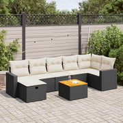 Loungeset 8-delig poly rattan zwart
