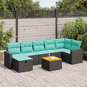 Loungeset 8-delig poly rattan zwart