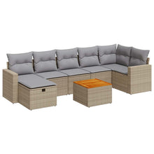 8-delige Loungeset met kussens poly rattan beige