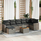 8-delige Loungeset met kussens poly rattan grijs