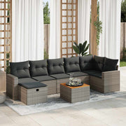 Loungeset 8-delig poly rattan grijs