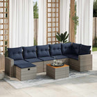 8-piece Lounge Set with Cushions Poly Rattan Grey