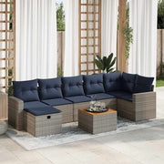 Loungeset 8-delig poly rattan grijs