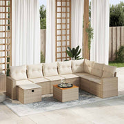 Loungeset 9-delig poly rattan beige