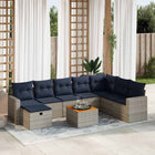 9-piece Loungeset with cushions poly rattan grey