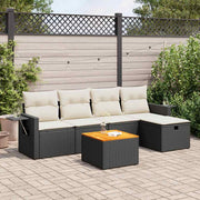 Loungeset 6-delig poly rattan zwart