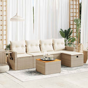 Loungeset 6-delig poly rattan beige