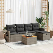Loungeset 6-delig poly rattan grijs