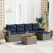 Loungeset 6-delig poly rattan grijs