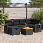 7-delige Loungeset met kussens poly rattan zwart