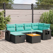 Loungeset 7-delig poly rattan zwart