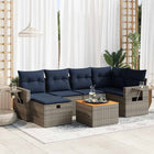 7-piece Lounge Set with Cushions poly rattan grey
