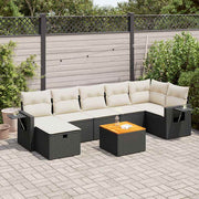 Loungeset poly rattan 8-delig zwart