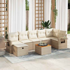 8-piece Lounge Set with Cushions Poly Rattan Beige