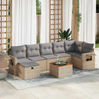 8-delige Loungeset met kussens poly rattan beige