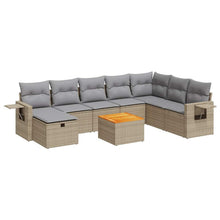 9-delige Loungeset met kussens poly rattan beige