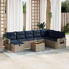 9-piece Loungeset with cushions poly rattan grey