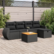 Loungeset 6-delig poly rattan zwart