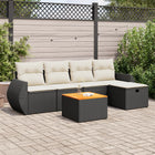 6-piece Lounge Set with Cushions Poly Rattan Black