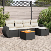 Loungeset 6-delig poly rattan zwart