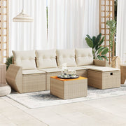 Loungeset 6-delig poly rattan beige