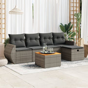 Loungeset 6-delig poly rattan grijs