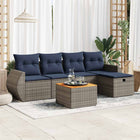 6-piece Lounge Set with Cushions Poly Rattan Grey