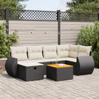 7-delige Loungeset met kussens poly rattan zwart