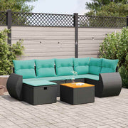 Loungeset 7-delig poly rattan zwart