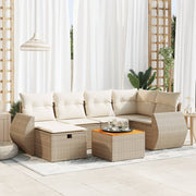 Loungeset 7-delig poly rattan beige