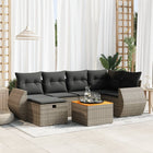 7-delige Loungeset met kussens poly rattan grijs