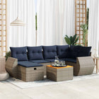 7-piece Lounge Set with Cushions poly rattan grey