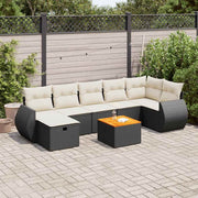 8-piece Lounge Set with Cushions Polyrattan Black
